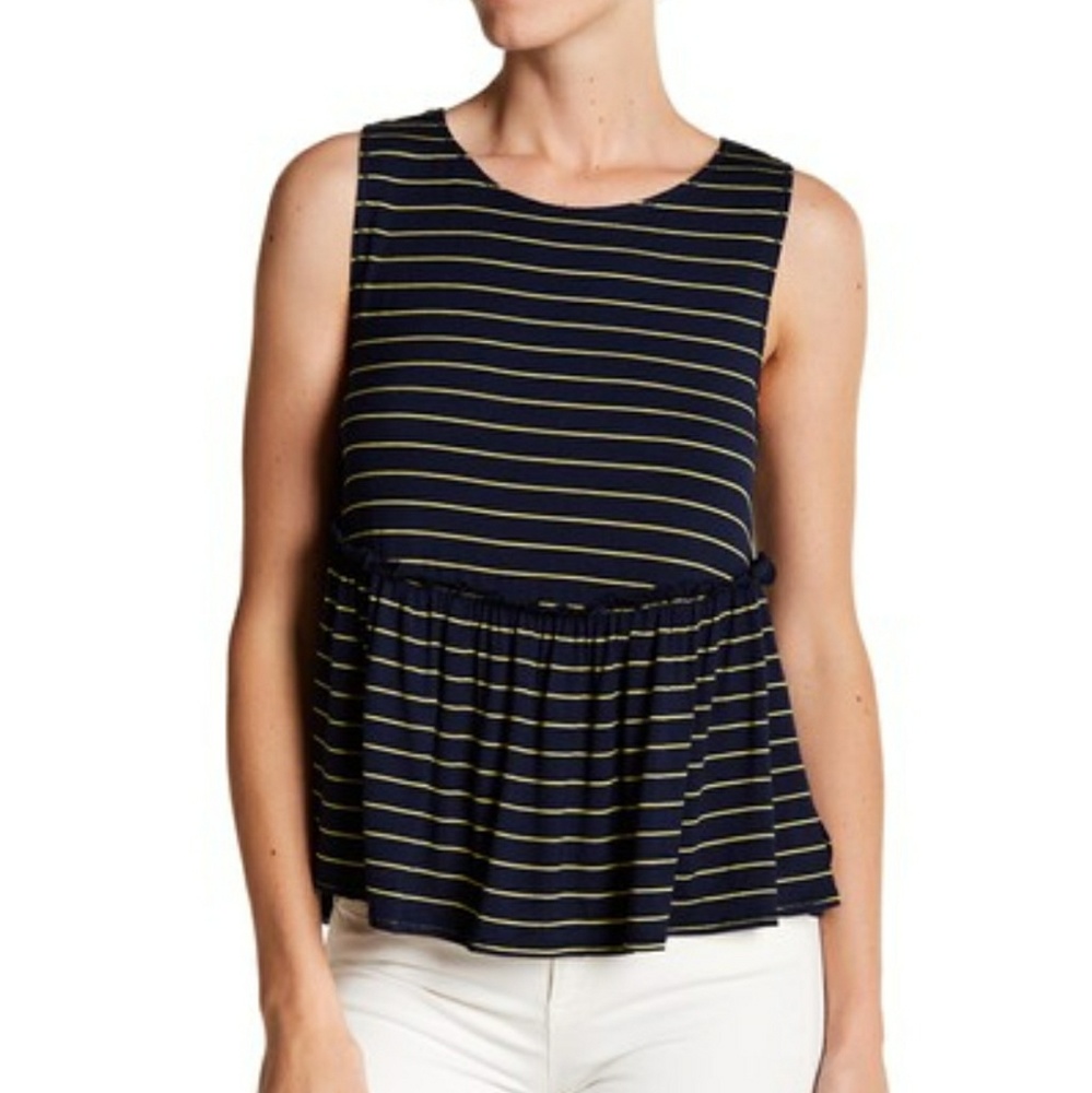 Max studio striped peplum swing tank
